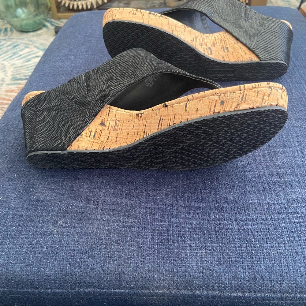 Donald Pliner Black Cork Wedge Sandals